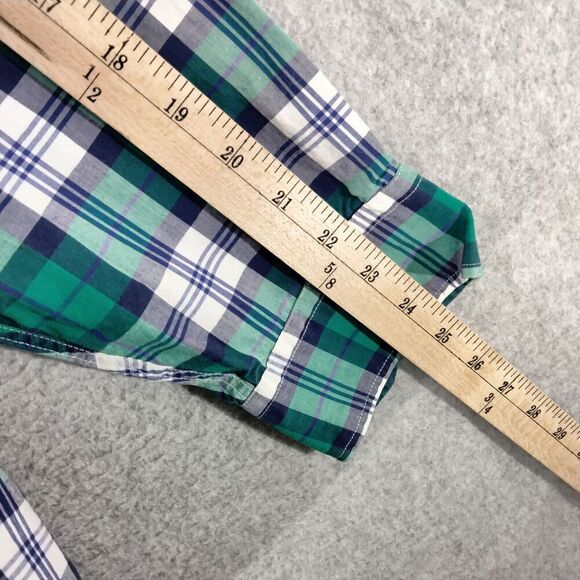 L.L. Bean Mens Size Large Green Blue Plaid Cotton Button Down Casual Shirt - Picture 5 of 10